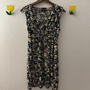 Enfocus Studio Black and Yellow Floral Midi Dress